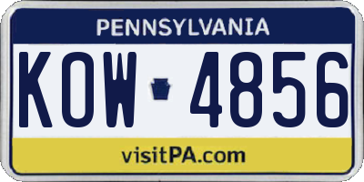 PA license plate KOW4856