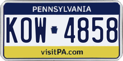 PA license plate KOW4858