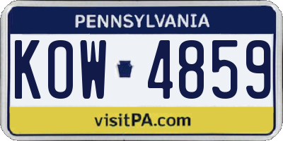 PA license plate KOW4859