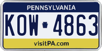 PA license plate KOW4863