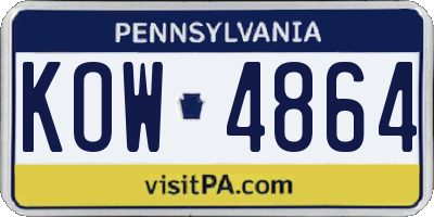 PA license plate KOW4864