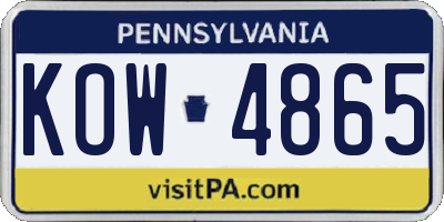 PA license plate KOW4865
