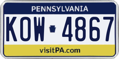 PA license plate KOW4867