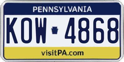 PA license plate KOW4868