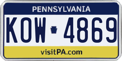 PA license plate KOW4869