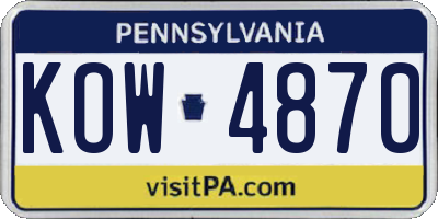 PA license plate KOW4870