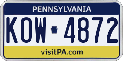 PA license plate KOW4872