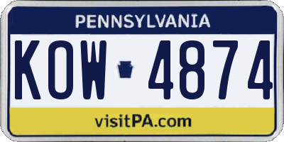 PA license plate KOW4874