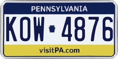 PA license plate KOW4876