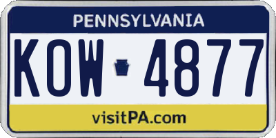 PA license plate KOW4877