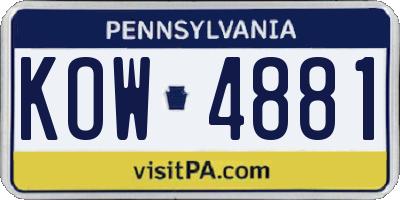 PA license plate KOW4881