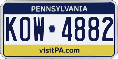 PA license plate KOW4882