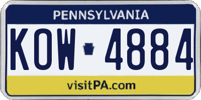 PA license plate KOW4884