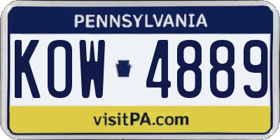 PA license plate KOW4889