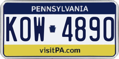PA license plate KOW4890