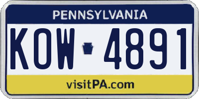PA license plate KOW4891
