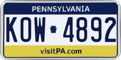 PA license plate KOW4892