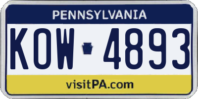 PA license plate KOW4893
