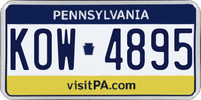 PA license plate KOW4895