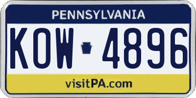 PA license plate KOW4896