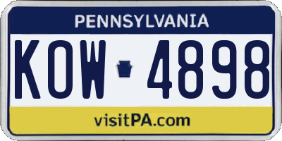 PA license plate KOW4898