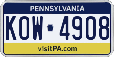 PA license plate KOW4908