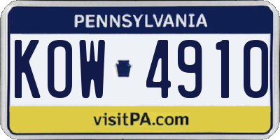 PA license plate KOW4910