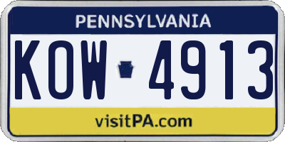 PA license plate KOW4913
