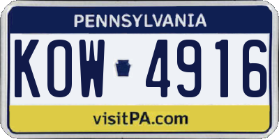 PA license plate KOW4916
