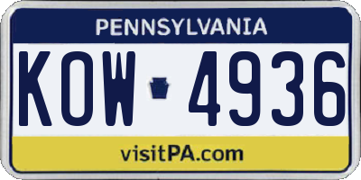 PA license plate KOW4936
