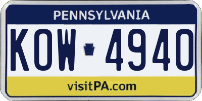 PA license plate KOW4940