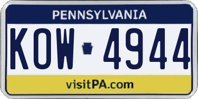 PA license plate KOW4944