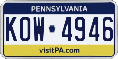 PA license plate KOW4946