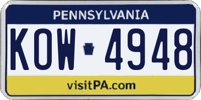 PA license plate KOW4948