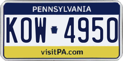 PA license plate KOW4950
