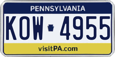 PA license plate KOW4955