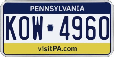 PA license plate KOW4960