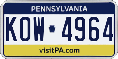 PA license plate KOW4964