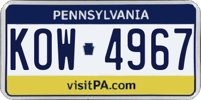 PA license plate KOW4967