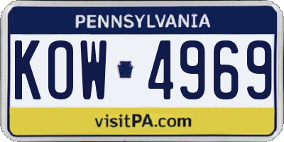 PA license plate KOW4969