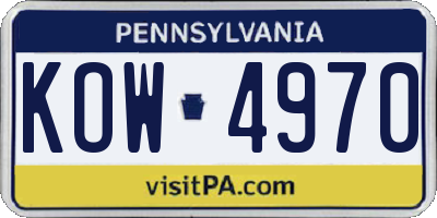 PA license plate KOW4970
