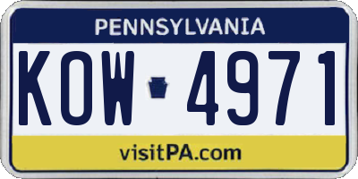 PA license plate KOW4971