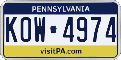 PA license plate KOW4974