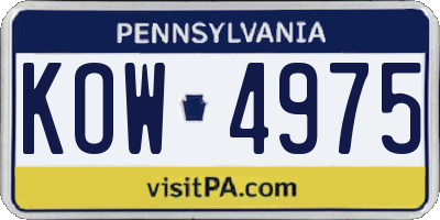 PA license plate KOW4975