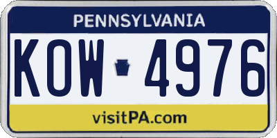 PA license plate KOW4976