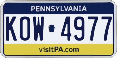 PA license plate KOW4977