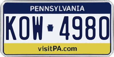 PA license plate KOW4980