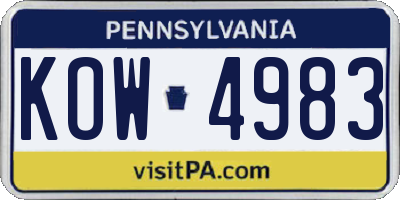 PA license plate KOW4983