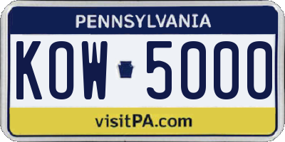 PA license plate KOW5000