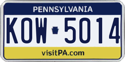 PA license plate KOW5014